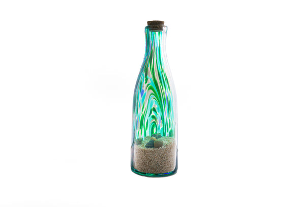 Blown Glass Bottles with Sand and Shells Inside 3 Sizes