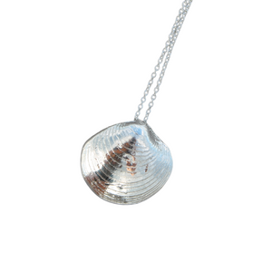 Sterling Silver Antiquated Quahog Necklace