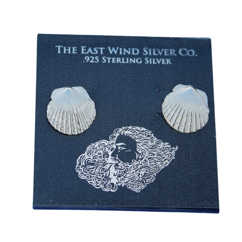 Sterling Silver Antiquated Scallop Shell Earrings