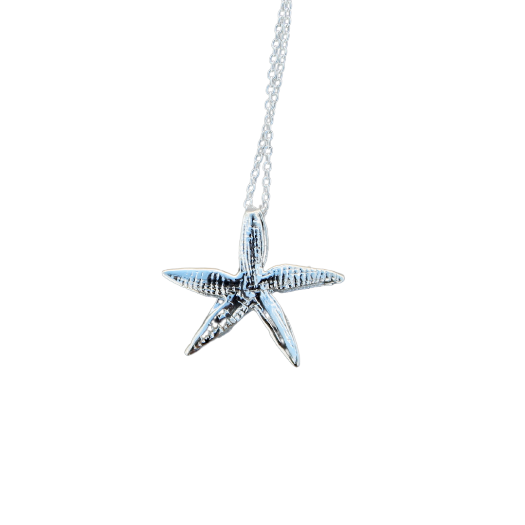 Sterling Silver Antiquated Starfish Necklace