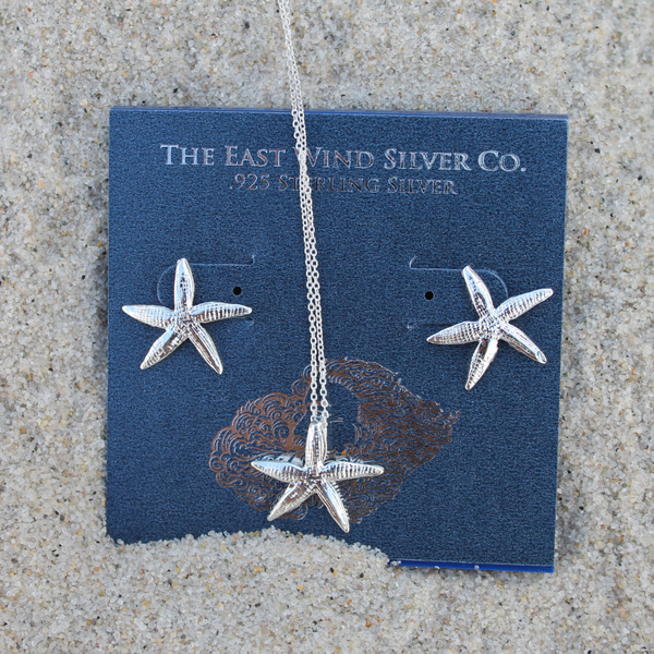 Sterling Silver Antiquated Starfish Necklace