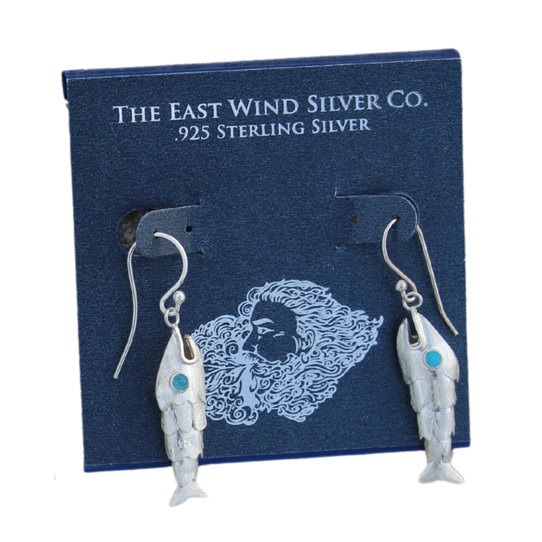 Sterling Silver Articulated Fish Earrings