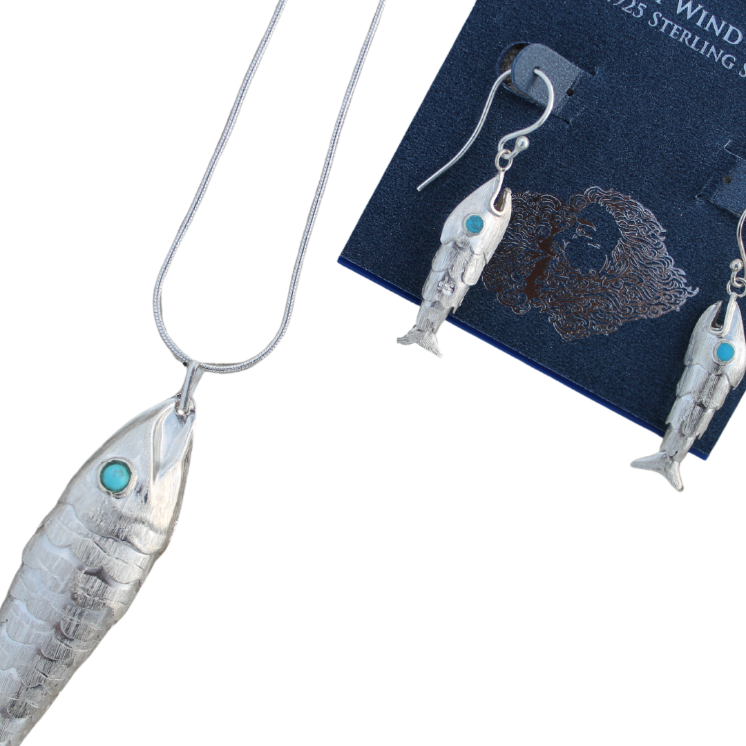 amoco fish lure get hooked on silver Sterling Silver Articulated Fish Earrings – SoHo Arts Company