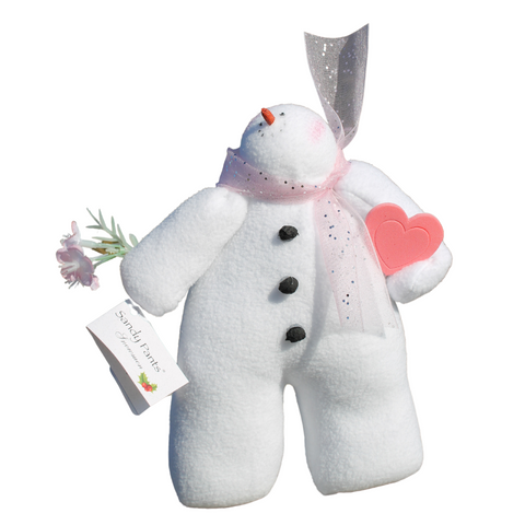 Sandy Pants Snowman with Flower Bouquet & Heart